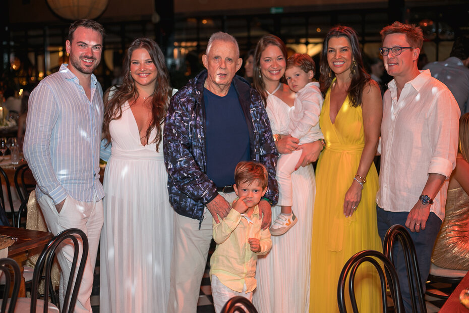Sebastião Avila, Victoria Teixeira Coufal, Alexandre Grendene, Gabriel Wilms, Julia Teixeira Wilms, Lucas Wilms, Nora Teixeira e Walter Wilms (Foto: Felipe Gaieski/Divulgação)