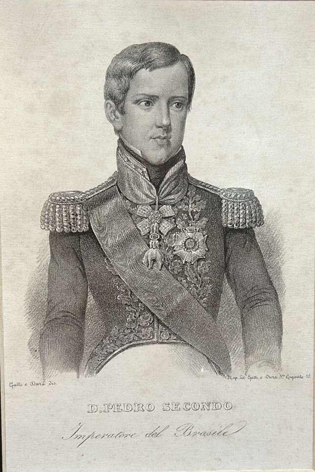 Uma gravura inglesa retratando Dom Pedro II jovem é outra  raridade da coleção que será apregoada na próxima terça-feira (dia 28)(Foto: /Divulgação)