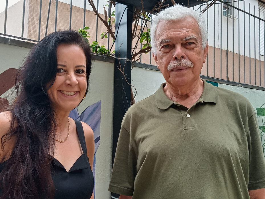 Cristiane Von Appen e Miguel Frederico do Espírito Santo, presidente do Instituto Histórico e Geográfico do RS (Foto: Carlos Souza / Divulgação) 