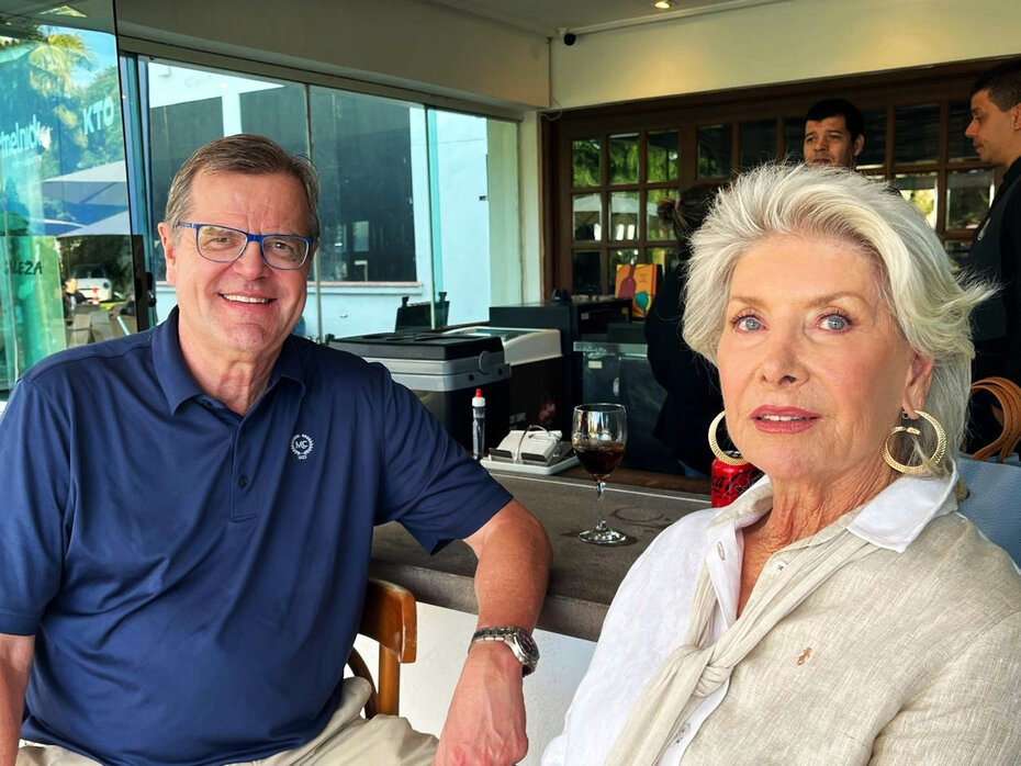 Marcos Hermann e Beth Nickhorn na tarde esportiva (Foto: Paulo Gasparotto/Especial)