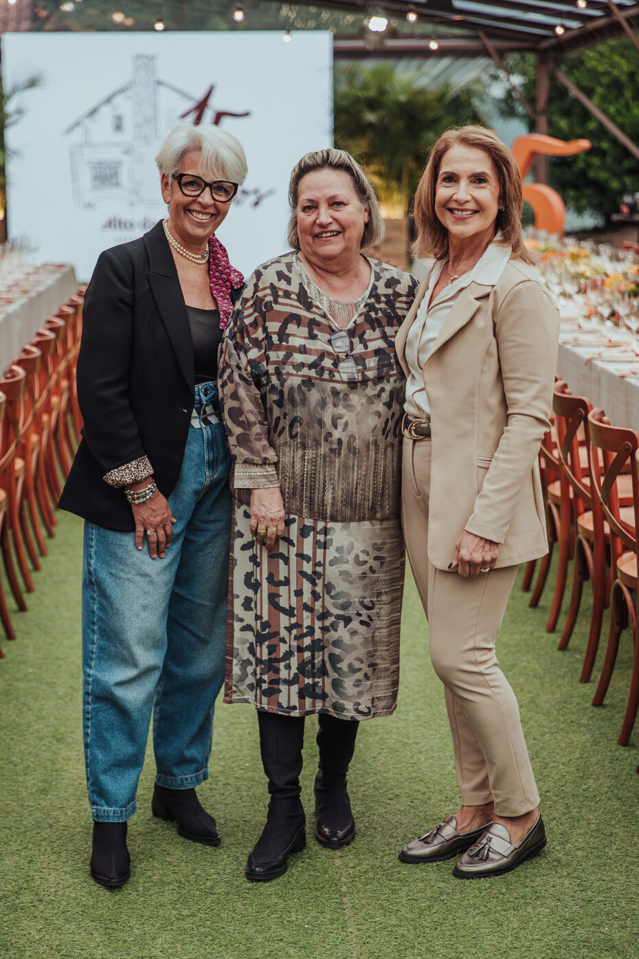 Mary Meirelles Cirne Lima, Cristina Welter Pereira e Roberta Pasquali no almoço festivo (Foto: Franco Rossi/Divulgação)