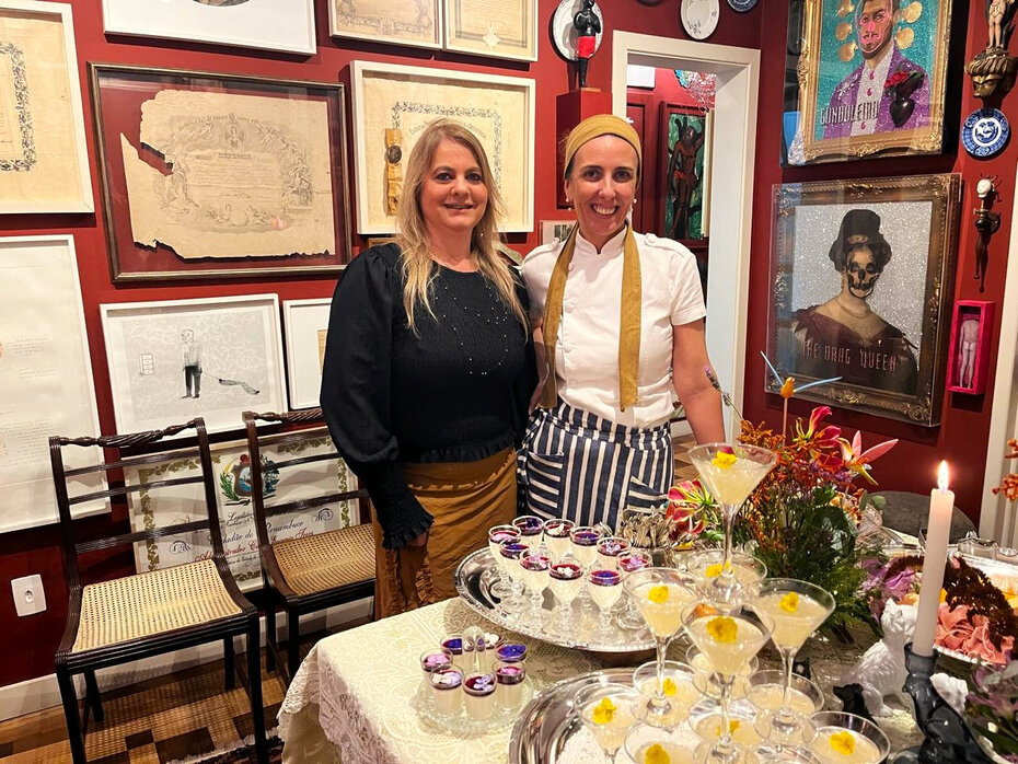 Bárbara Lopes com a chef Flavinha Mello (Foto: Paulo Gasparotto/Especial)