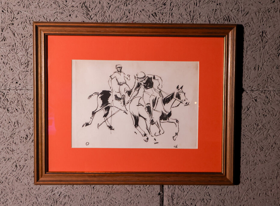 Desenho de Vitório Gheno retratando jogadores de polo (Foto: Dani Barcellos/Divulgação)
