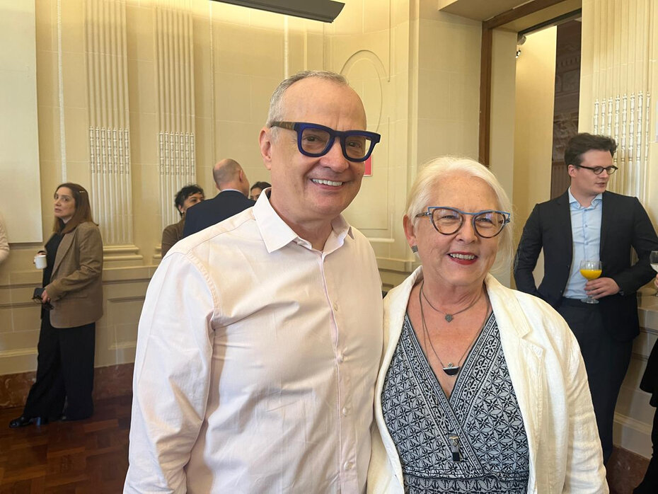 Carlos Trevi e Adriana Giora no Farol Santander (Foto: Paulo Gasparotto/Especial)