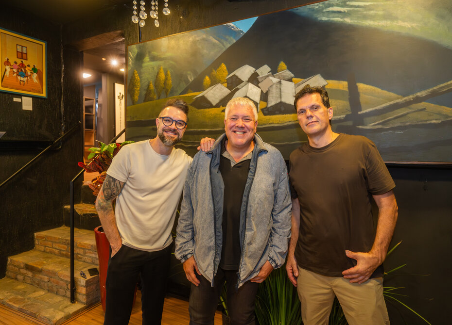Rodrigo Nascimento, idealizador da Noite dos Museus com Eugênio Corrêa, da DC Set, e Daniel Giacoboni, da Galeria Bella Vista (Foto: Fernando Augusto - For Real Company)