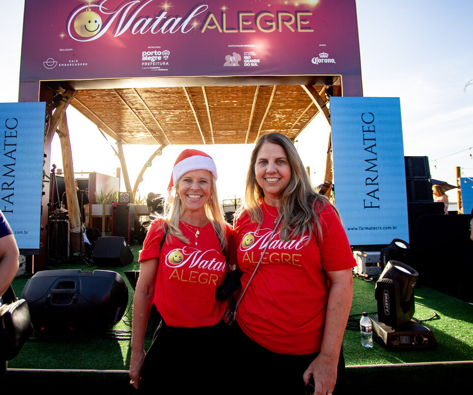 Ana Leite e Fabiana Marcon na abertura do evento no Cais Embarcadero (Foto: Cristiano Rangel/Divulgação)