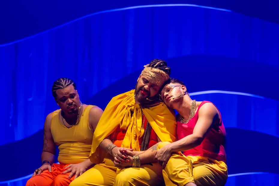 Em cena: Lincoln Pereira, Daniel Colin e Dammiel Brocker (Foto: Adriana Marchiori/Divulgação)