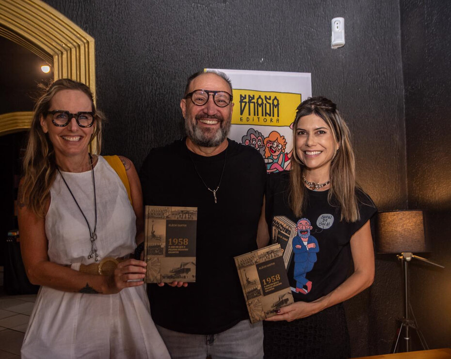 Lu Gastal, Kl&eacute;cio Santos e Cris Pinto na tarde de aut&oacute;grafos (Foto: Chico Lisboa/Divulga&ccedil;&atilde;o)