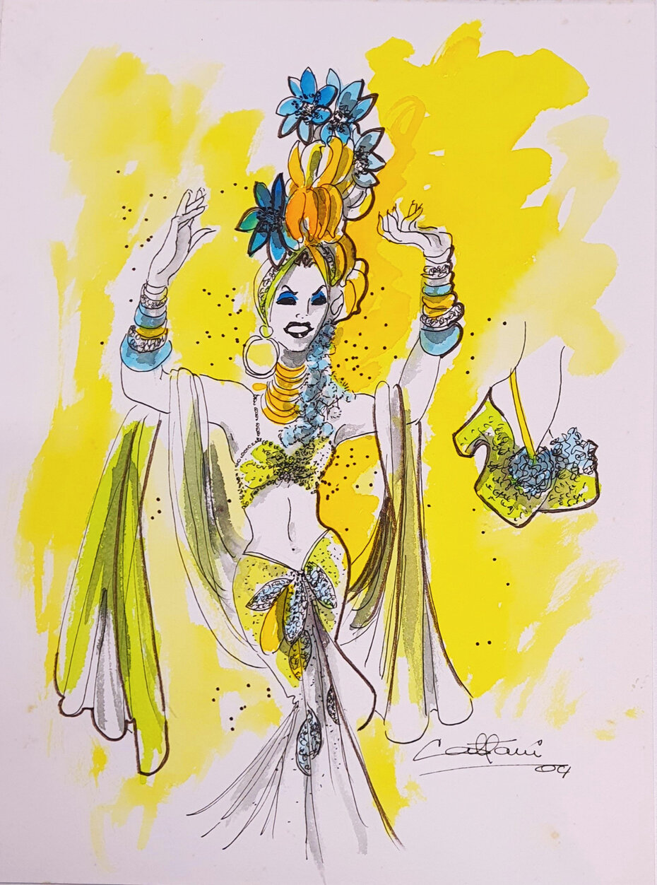 Aqui, o artista destaca o traje e o detalhe do sapato plataforma (Foto: 