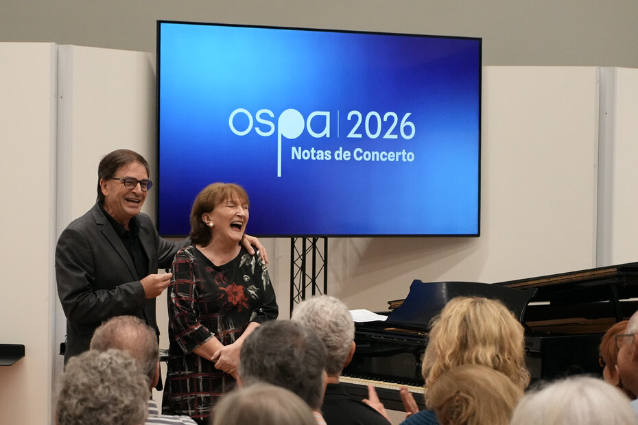 Francisco Marshall e Olinda Allessandrini no Notas de Concerto, antes da apresenta&ccedil;&atilde;o (Foto: Vin&iacute;cius Angeli/Divulga&ccedil;&atilde;o)