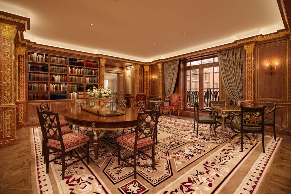 Biblioteca do Mayfair teve inspira&ccedil;&atilde;o na Imperatriz Catarina, a Grande (Foto: Caudwell /Divulga&ccedil;&atilde;o)