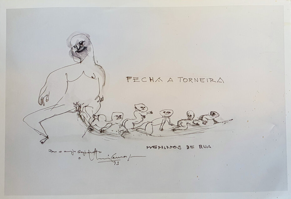 Iber&ecirc; estava sempre atento aos problemas da popula&ccedil;&atilde;o carente, como mostra esta ilustra&ccedil;&atilde;o criada para minha coluna de dezembro de 1993, no jornal Zero Hora (Foto: Divulga&ccedil;&atilde;o)