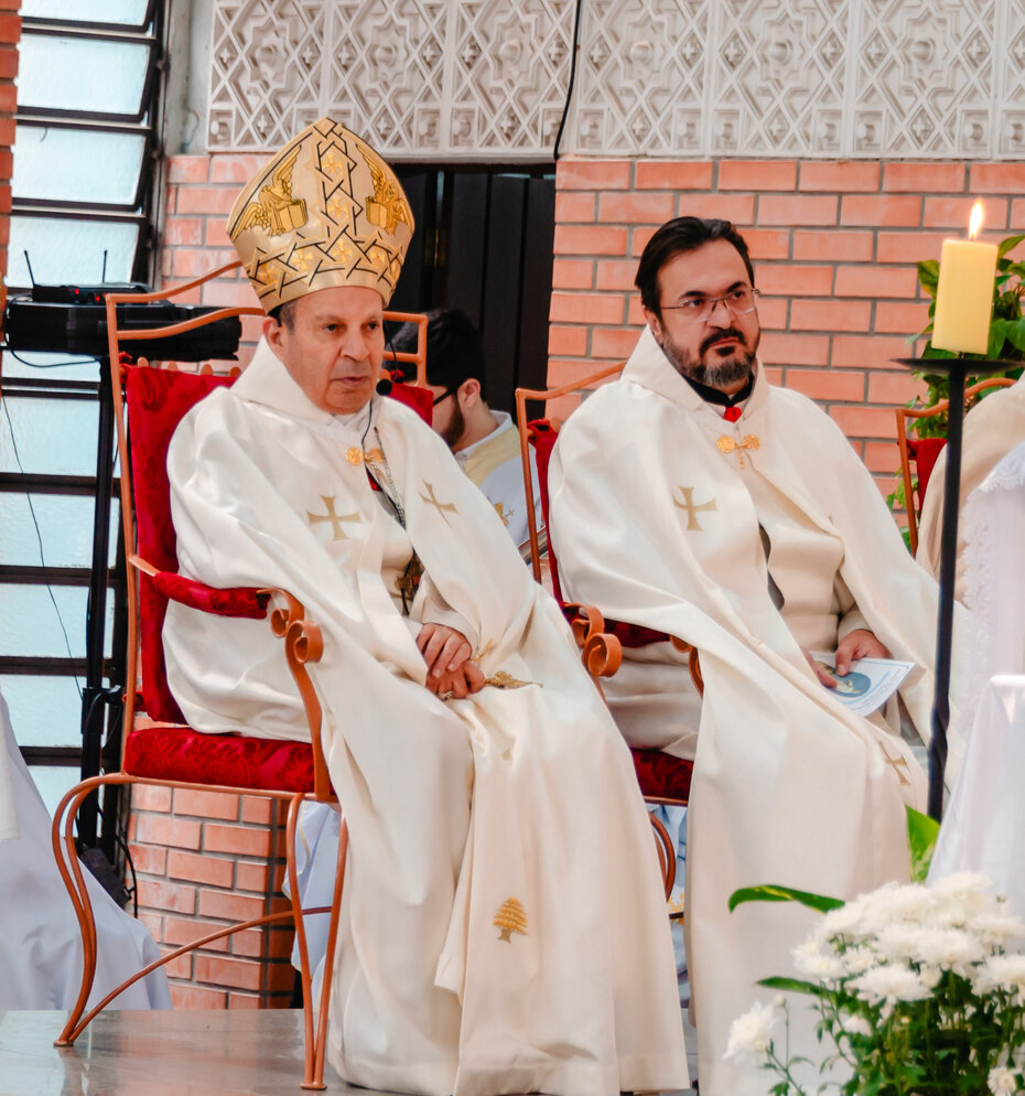 O Eparca Maronita no Brasil Dom Edgard Madi e o padre Silvano Chamoun (Foto: Divulgação)