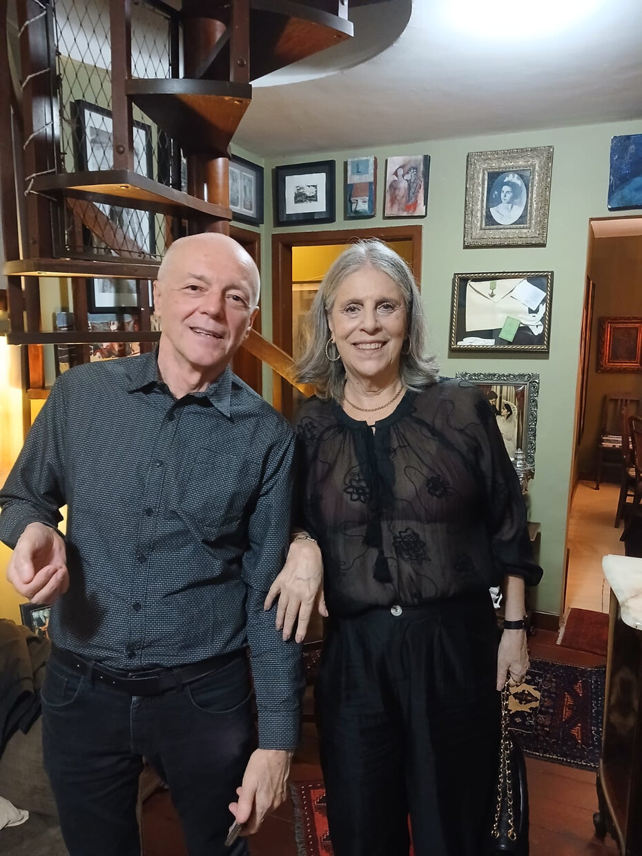 Gilberto Perin e Jane Gershenson no encontro em que as conversas foram sobre arte
