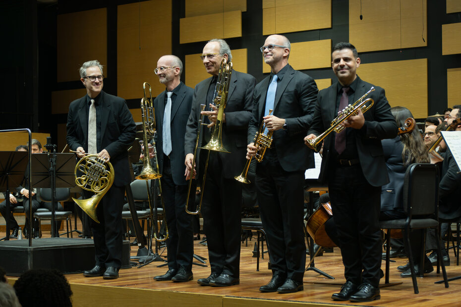 O American Brass Quintet se apresentou com a Orquestra Sinfônica de Porto Alegre (Foto: Vinícius Angeli/Divulgação)